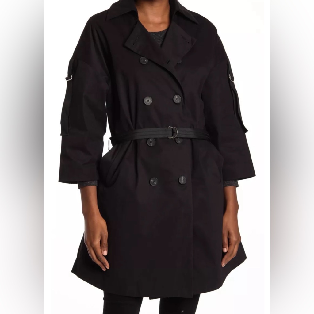 New Belle And Bloom Russian Romance Trench Coat In Black Size L $219